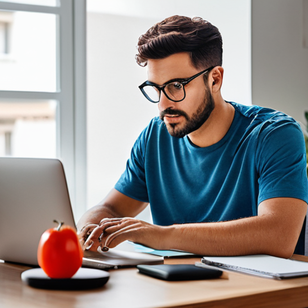 신속한 의사결정을 위한 인지적 자원 전략 - **Focused Work:** A person in their late 20s to early 40s, dressed in comfortable work-from-home att...