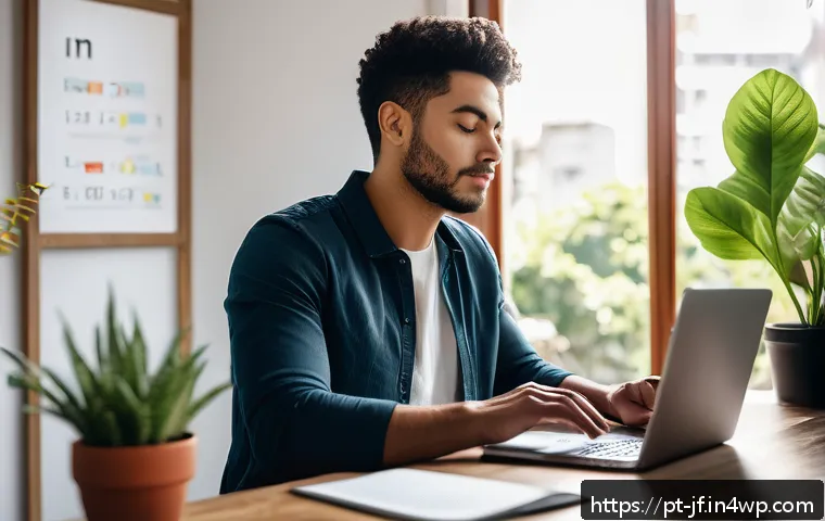 효율적인 의사결정을 위한 인지적 자원 관리 - A modern, well-lit home office with a clean, organized desk featuring a laptop, a smartphone showing...