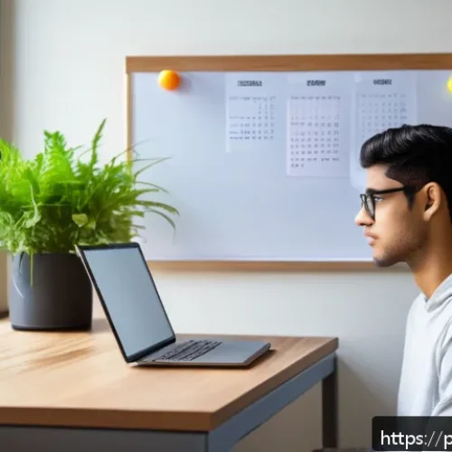 인지적 자원 관리와 학습 효과 - A modern, cozy study room designed for maximum focus and productivity, featuring a clean, organized ...